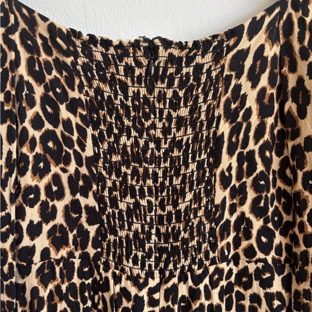 Reformation Leopard Print Midi Dress in Brown and Black - Picture 9 of 10